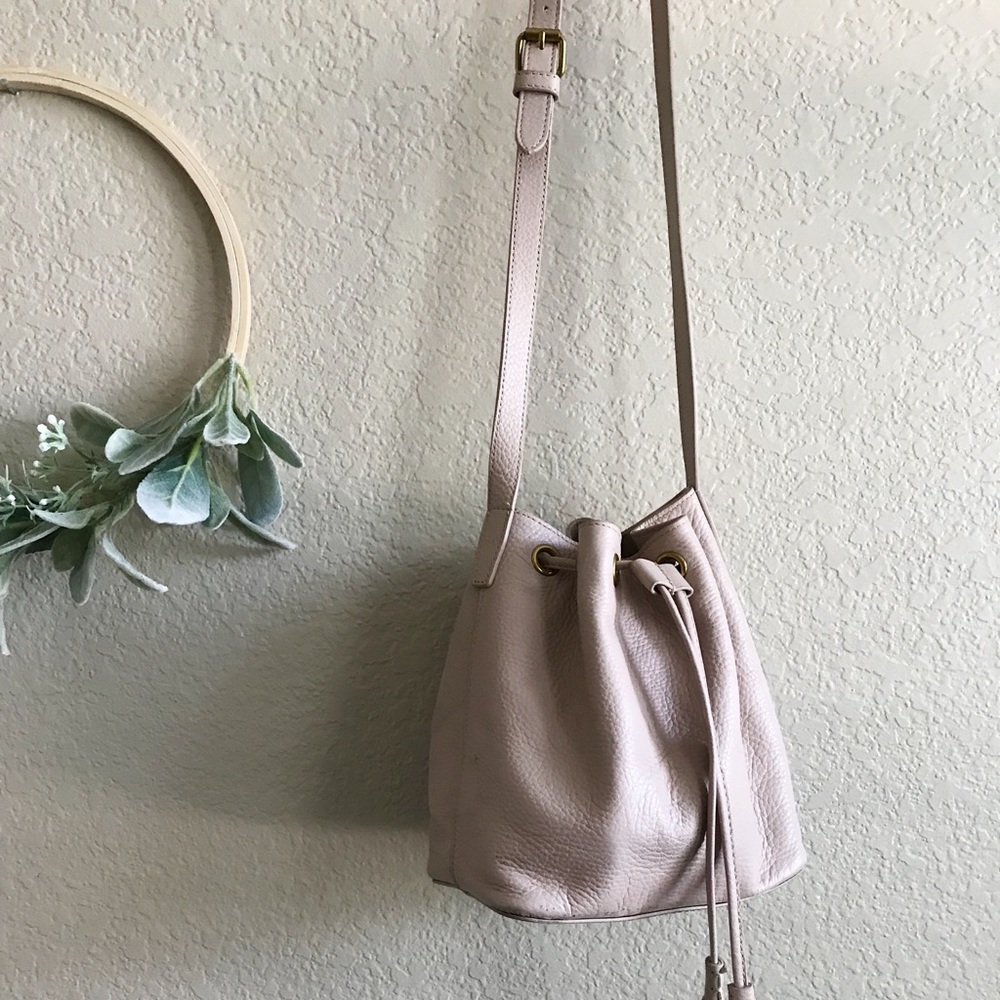J. Crew blush leather mini bucket bag